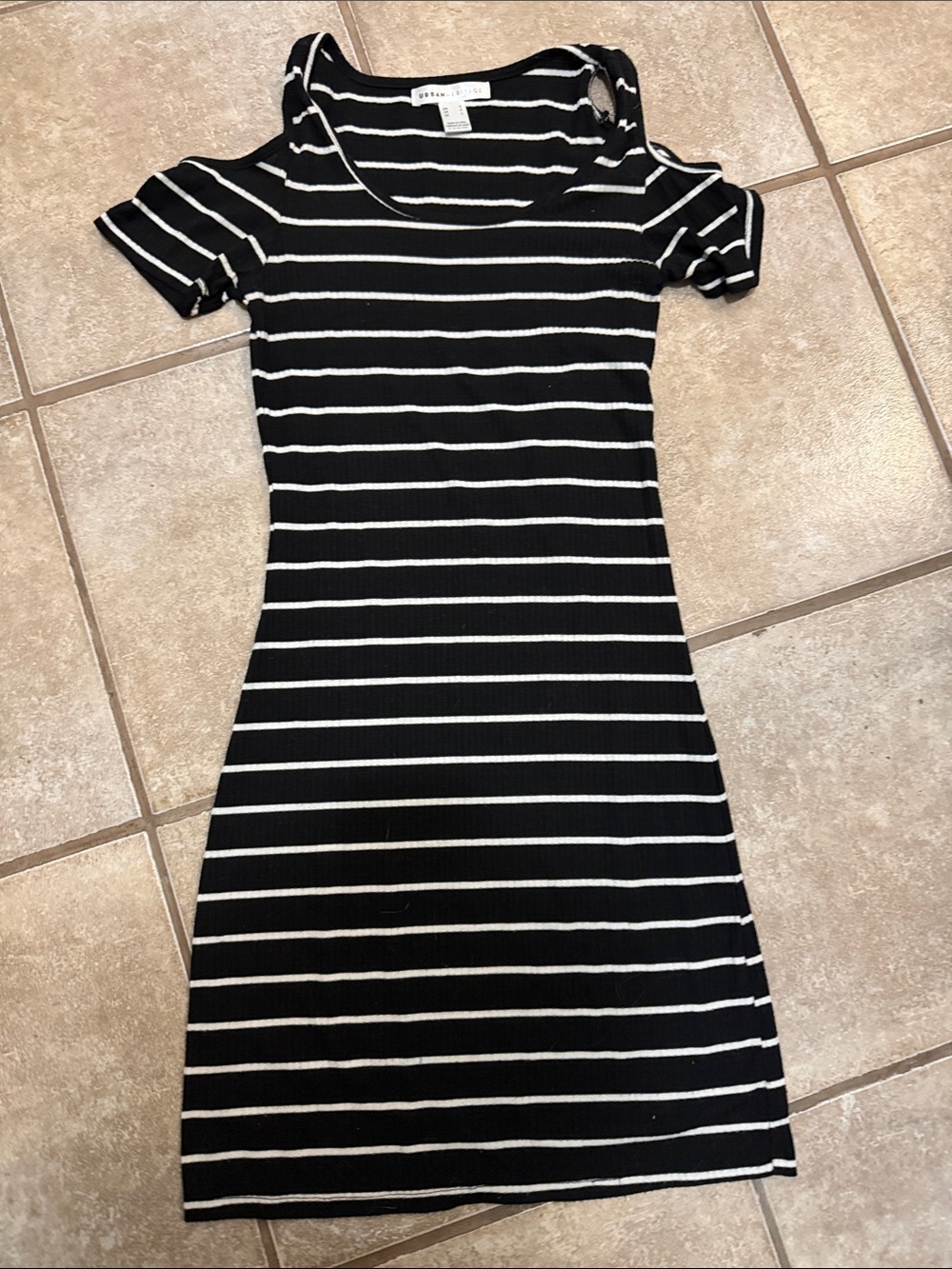 a new day Black & White Striped Cold-Shoulder Mini Dress